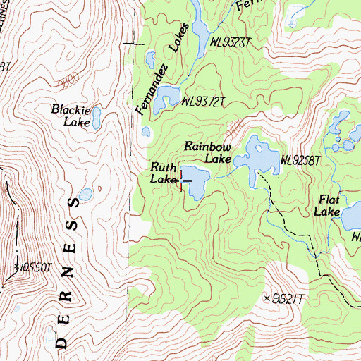 Topographic Map of Ruth Lake, CA