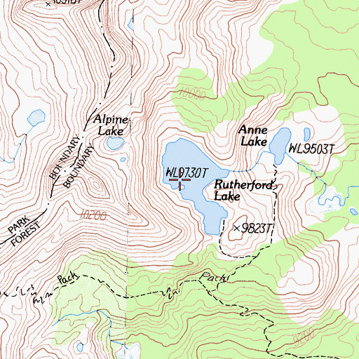 Topographic Map of Rutherford Lake, CA