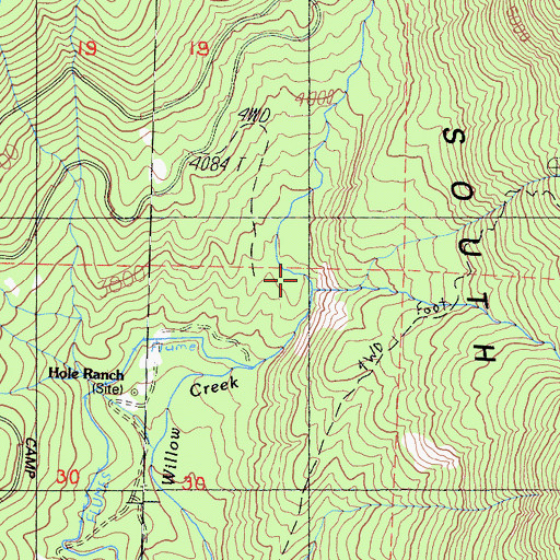 Topographic Map of Sand Creek, CA