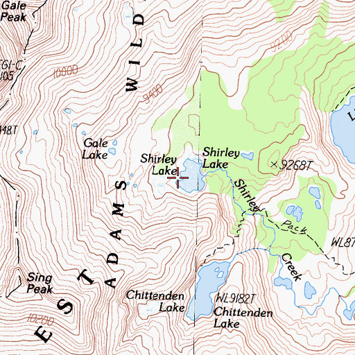 Topographic Map of Shirley Lake, CA