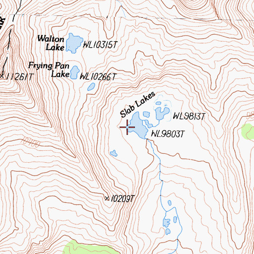 Topographic Map of Slab Lakes, CA