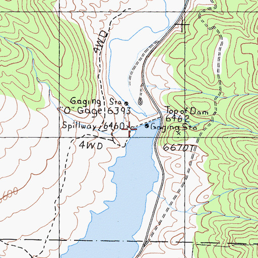Topographic Map of Bridgeport Valley, CA