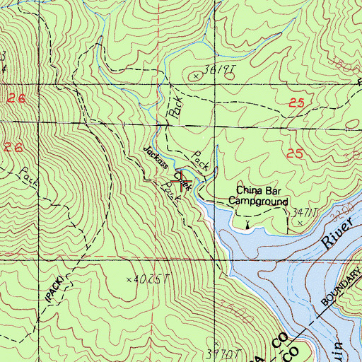 Topographic Map of Jackass Creek, CA