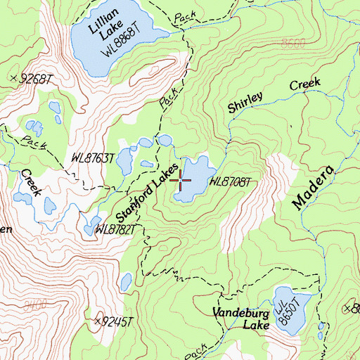 Topographic Map of Staniford Lakes, CA