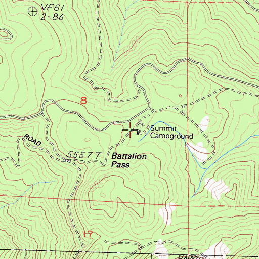 Topographic Map of Summit Campground, CA