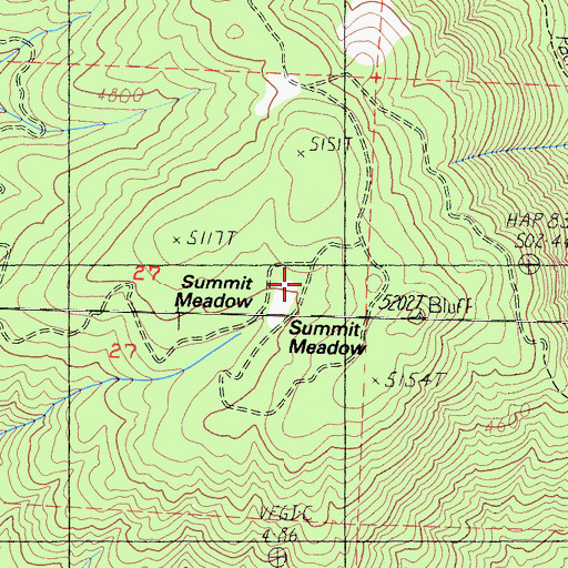 Topographic Map of Summit Meadow, CA