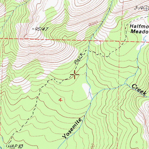 Topographic Map of Ten Lakes Trail, CA