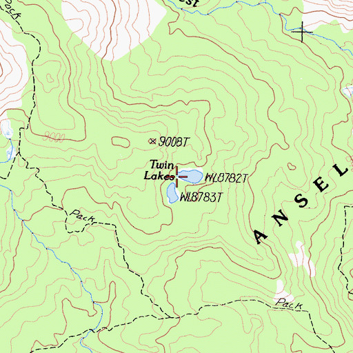 Topographic Map of Twin Lakes, CA