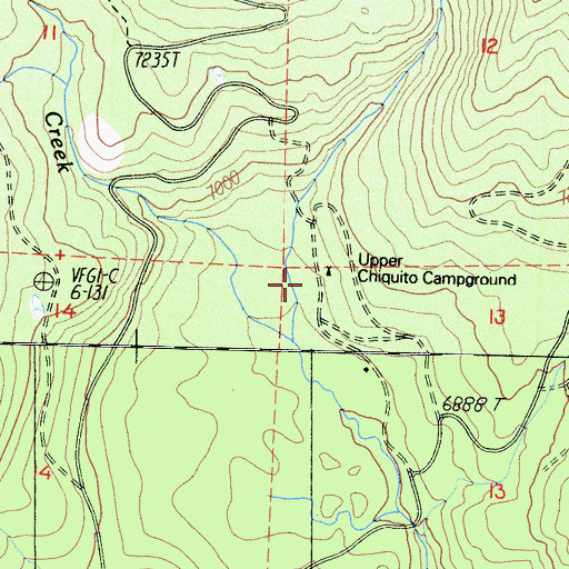 Topographic Map of Upper Chiquito Campground, CA