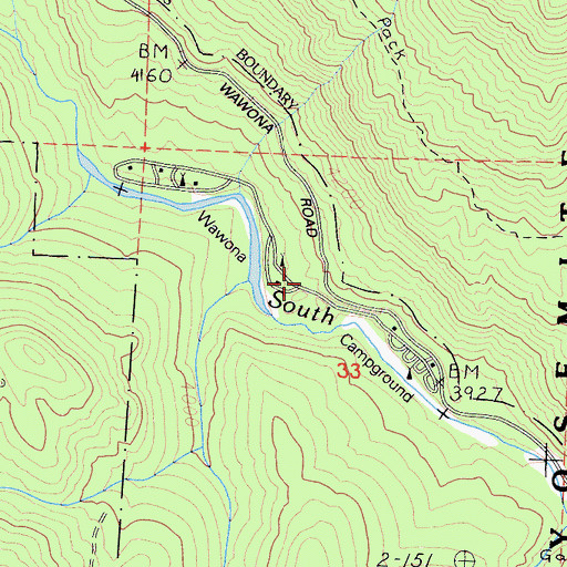 Topographic Map of Wawona Campground, CA