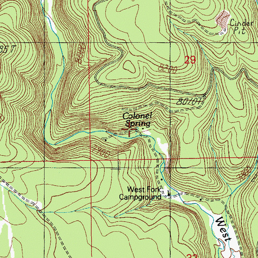 Topographic Map of Colonel Spring, AZ