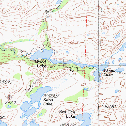 Topographic Map of Wood Lake, CA