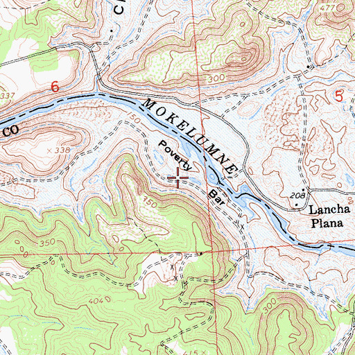 Topographic Map of Poverty Bar, CA