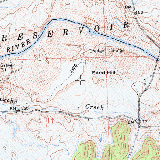 Topographic Map of Sand Hill (historical), CA