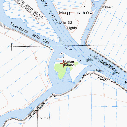 Topographic Map of Acker Island, CA