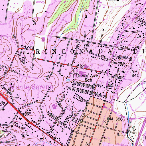 Topographic Map of Daves Avenue Elementary School, CA