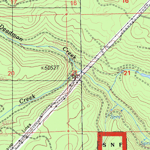Topographic Map of Deadman Creek, CA
