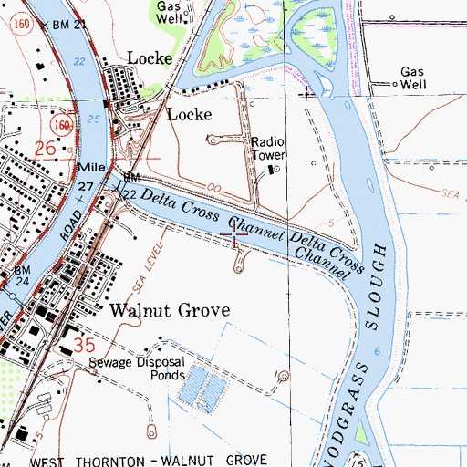 Topographic Map of Delta Cross Channel, CA