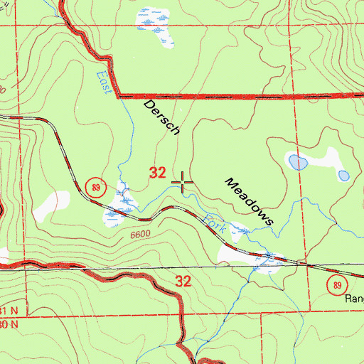 Topographic Map of Dersch Meadows, CA