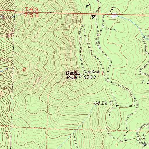 Topographic Map of Devil Peak, CA