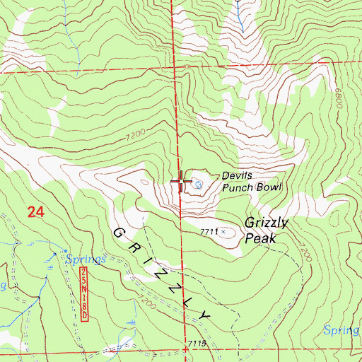 Topographic Map of Devils Punchbowl, CA