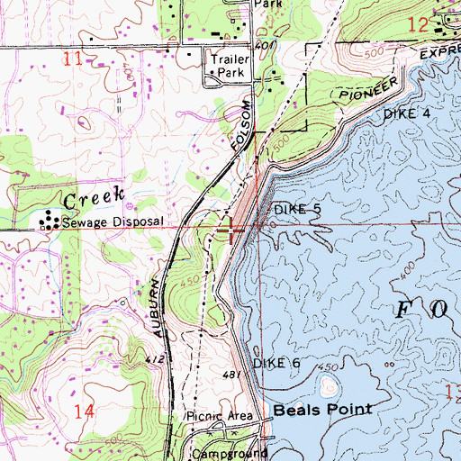 Topographic Map of Dike Five, CA