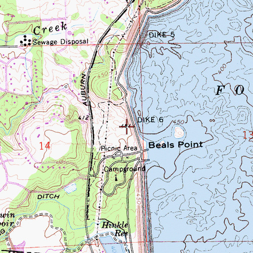 Topographic Map of Dike Six, CA