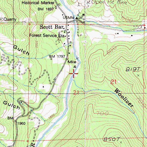 Topographic Map of Bill Berry Creek, CA