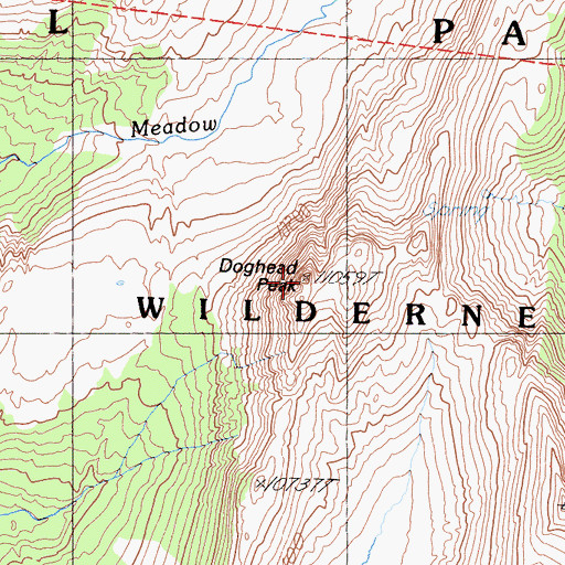 Topographic Map of Doghead Peak, CA