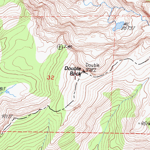 Topographic Map of Double Rock, CA
