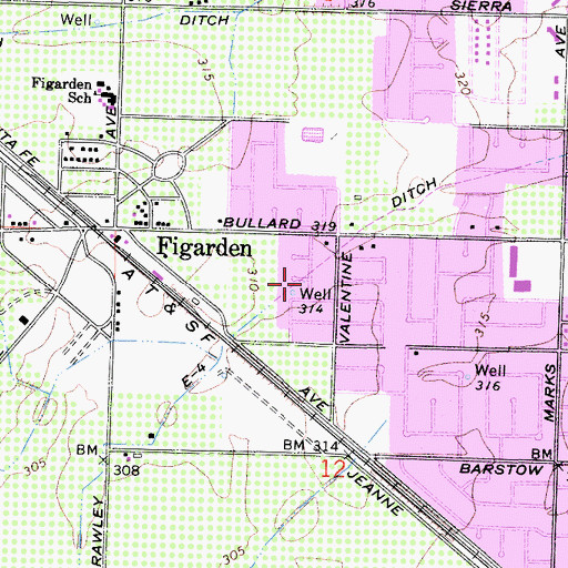 Topographic Map of E-Four Ditch, CA