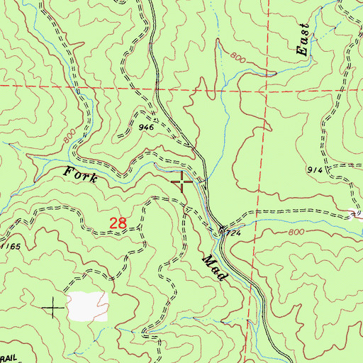 Topographic Map of East Fork North Fork Mad River, CA