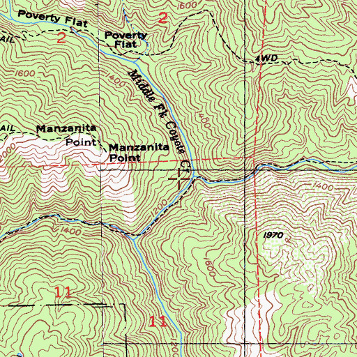 Topographic Map of East Fork Coyote Creek, CA