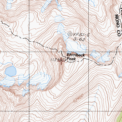 Topographic Map of Ehrnbeck Peak, CA