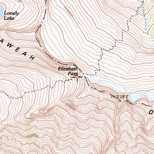 Topographic Map of Elizabeth Pass, CA
