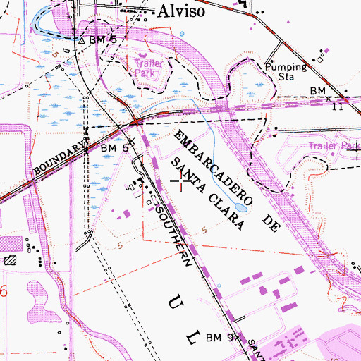 Topographic Map of Embarcadero de Santa Clara, CA