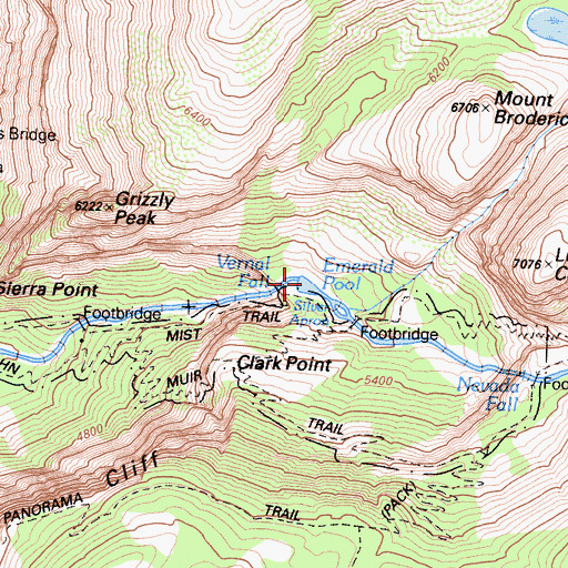 Topographic Map of Emerald Pool, CA