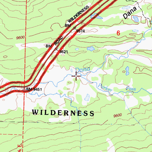Topographic Map of Parker Pass Creek, CA