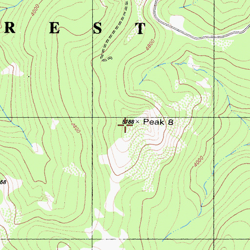 Topographic Map of Peak Eight, CA