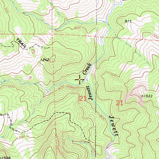 Topographic Map of Perington Creek, CA
