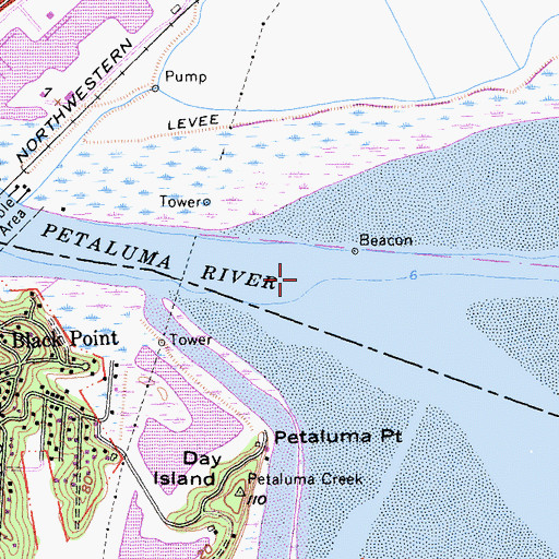 Topographic Map of Petaluma River, CA
