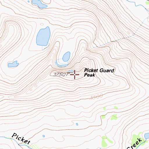 Topographic Map of Picket Guard Peak, CA