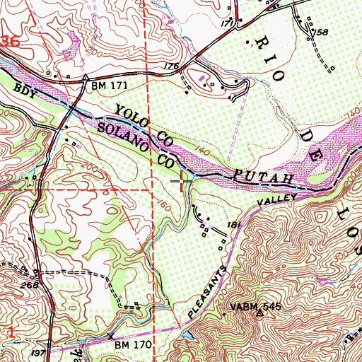 Topographic Map of Pleasants Creek, CA