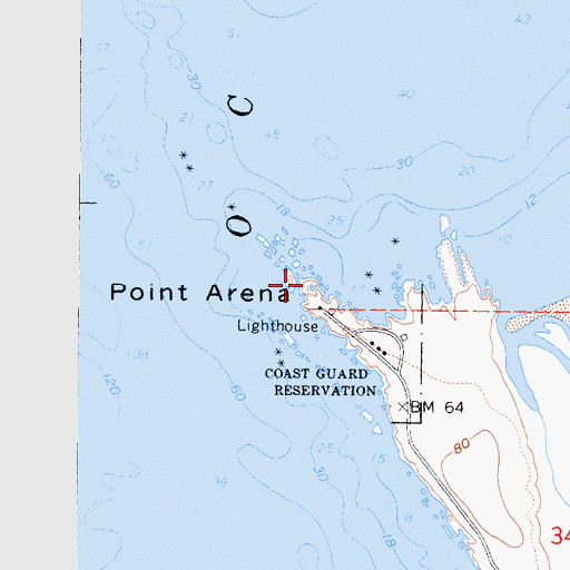 Topographic Map of Point Arena, CA