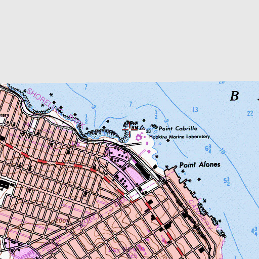 Topographic Map of Point Cabrillo, CA