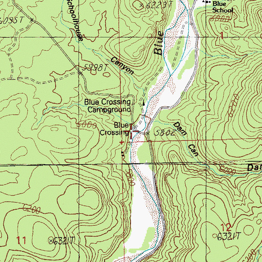 Topographic Map of Blue Crossing, AZ