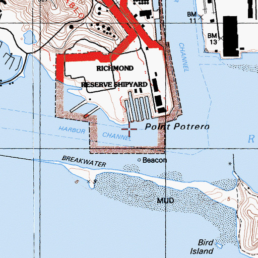 Topographic Map of Point Potrero, CA
