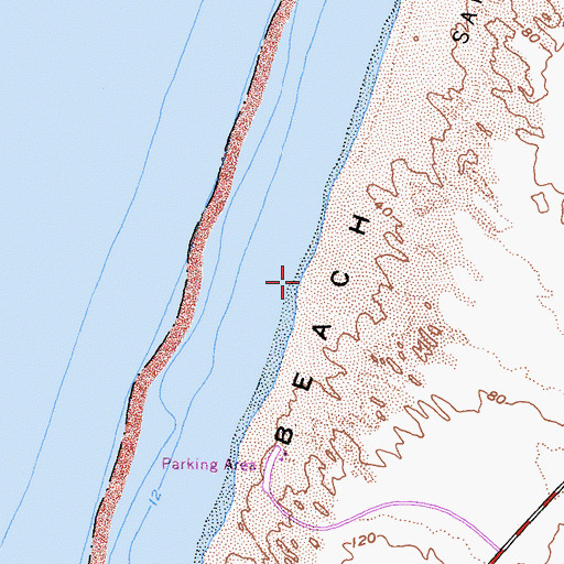 Topographic Map of Point Reyes Beach, CA