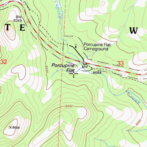 Topographic Map of Porcupine Flat, CA
