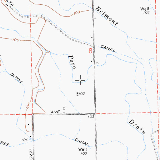 Topographic Map of Poso Drain, CA